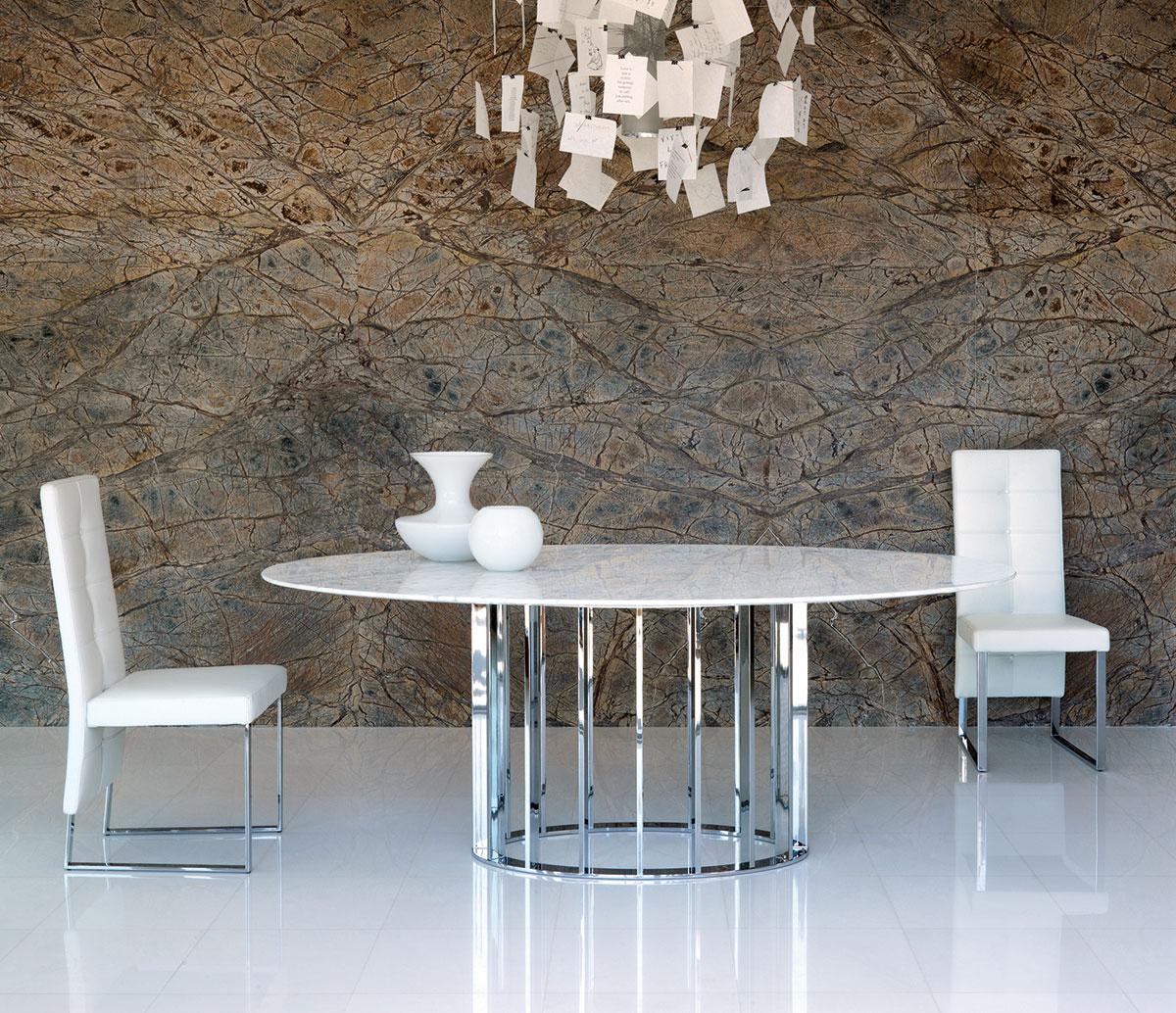Embassy table ovale en marbre et métal idd