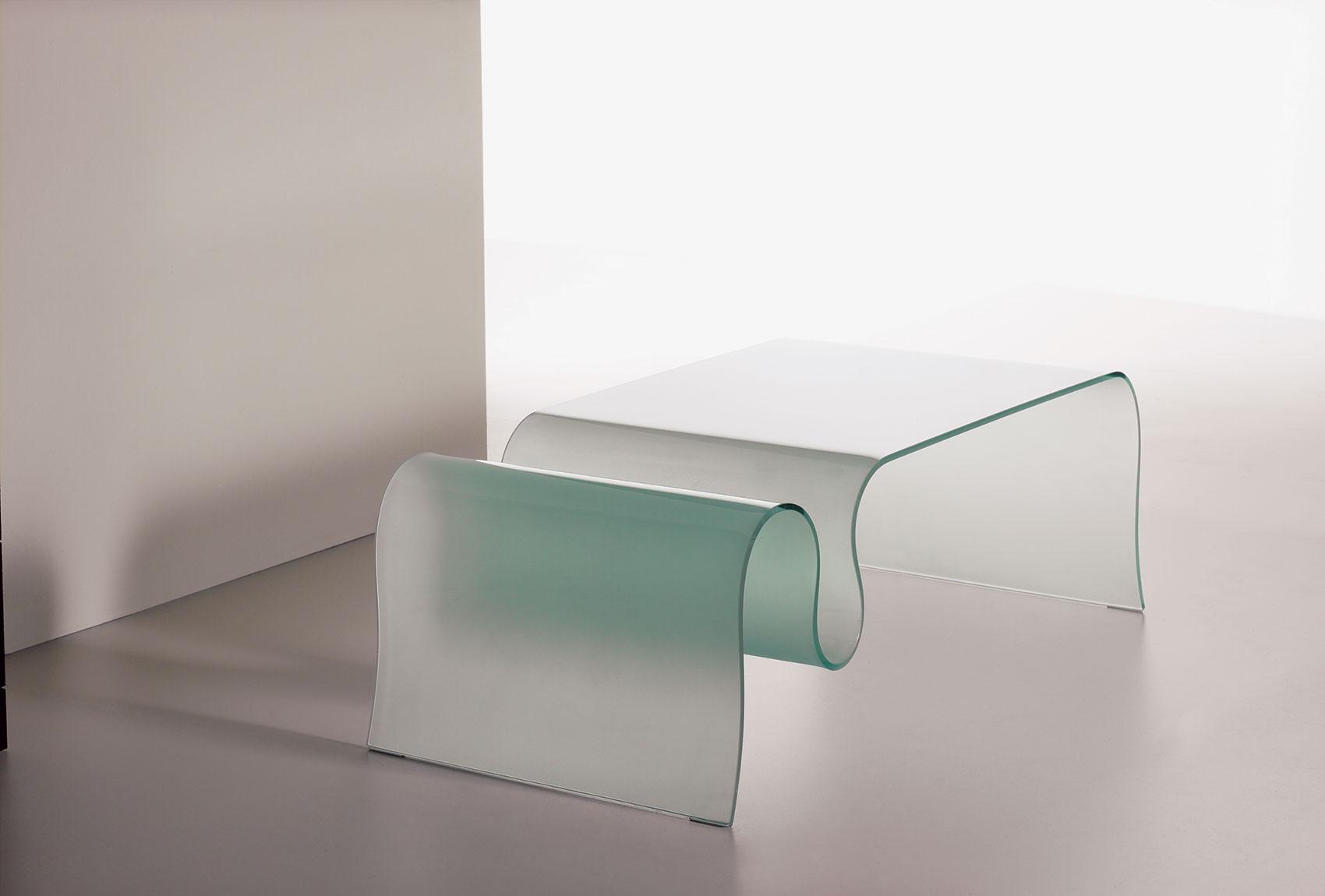 Onda tavolino in vetro curvo italy dream design