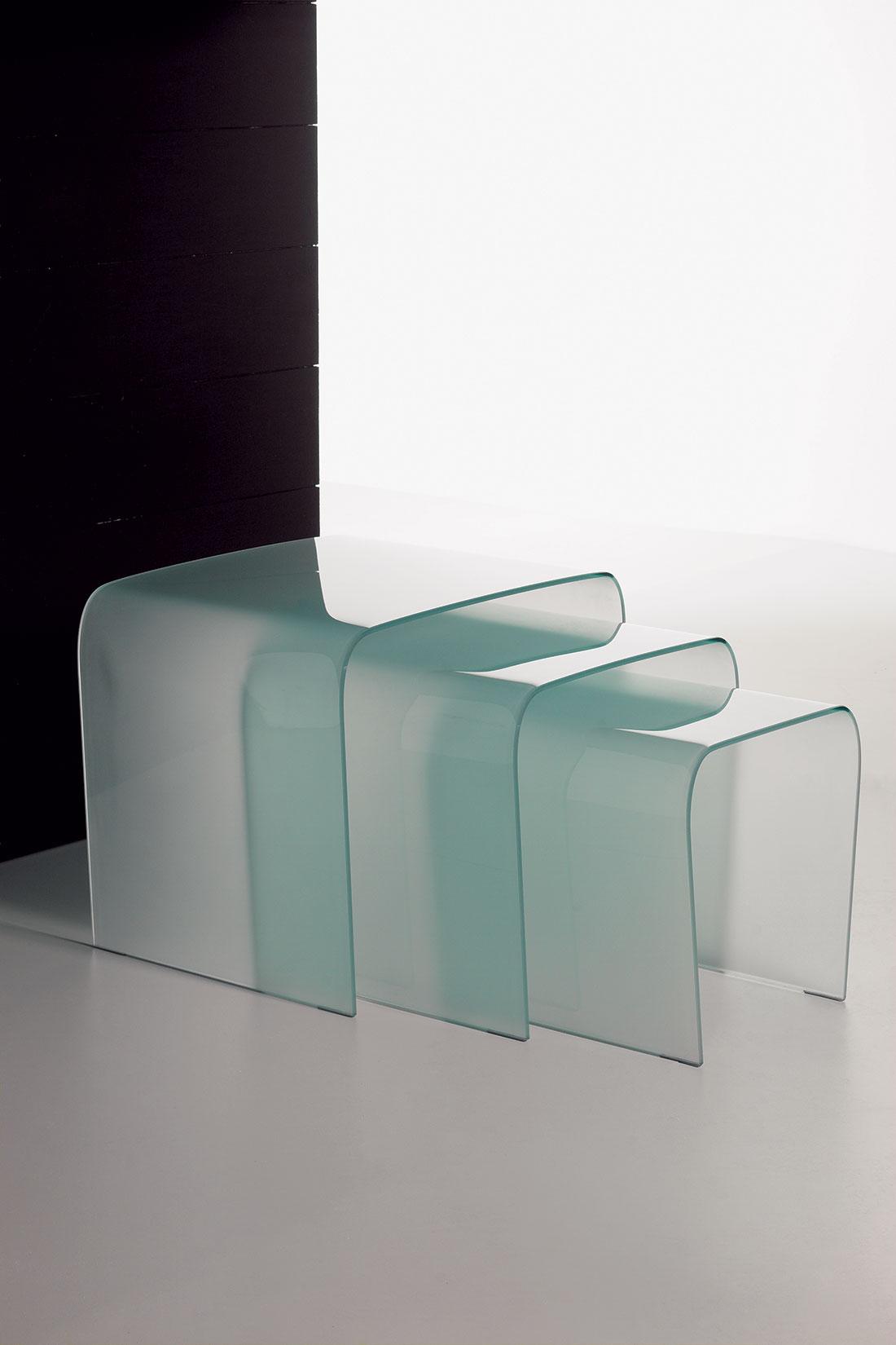 Triade set di 3 tavolini in vetro curvo italy dream design
