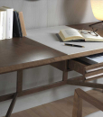 ARAMIS Writing desk with a structure in solid tobacco stained ash and leather inserts.