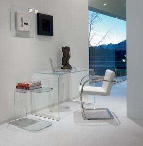 pont en verre bureau blanc verre informatique moderne noir ordinateur secretaire meubles design contemporains ligne haut gamme vente site italiens qualité