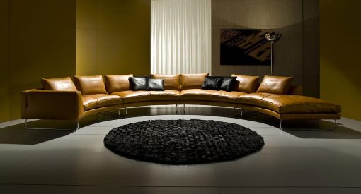Add-Look Round is a luxury sofa with solid wood frame, goose feather padding and leather covering. This Round leather sofa is perfect for any elegant and stylish room.