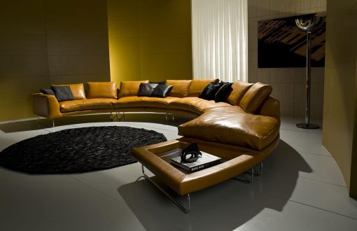 Add-Look Round is an elegant and luxurious sofa entirely handcrafted in Italy. This round leather sofa is entirely modular and completely customizable.