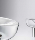 Aella table lamp with chrome brass base and transparent Murano blown glass. Toso, Massari & Associates design. Online shopping and free home delivery.