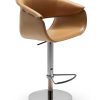 Elegant and luxurious leather stool. Revolving structure, height-adjustable. Design Noé Duchaufour Lawrence. Made in Italy. Worldwide home delivery.