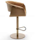 Sgabello in pelle, girevole, regolabile in altezza. Struttura in acciaio, seduta e schienale in cuoio e pelle. Design Noé Duchaufour Lawrance. Made in Italy