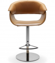 Sgabello in pelle, girevole, regolabile in altezza. Struttura in acciaio, seduta e schienale in cuoio e pelle. Design Noé Duchaufour Lawrance. Made in Italy