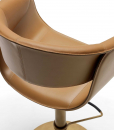 Sgabello in pelle, girevole, regolabile in altezza. Struttura in acciaio, seduta e schienale in cuoio e pelle. Design Noé Duchaufour Lawrance. Made in Italy