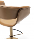 Sgabello in pelle, girevole, regolabile in altezza. Struttura in acciaio, seduta e schienale in cuoio e pelle. Design Noé Duchaufour Lawrance. Made in Italy