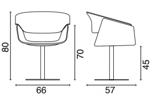 Airlux fauteuil pivotant en cuir - schéma des dimensions