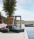 Alcova is an intimate and exclusive outdoor daybed that looks like a large luxurious canopy bed with 2 independent reclining mattresses. Free home delivery.