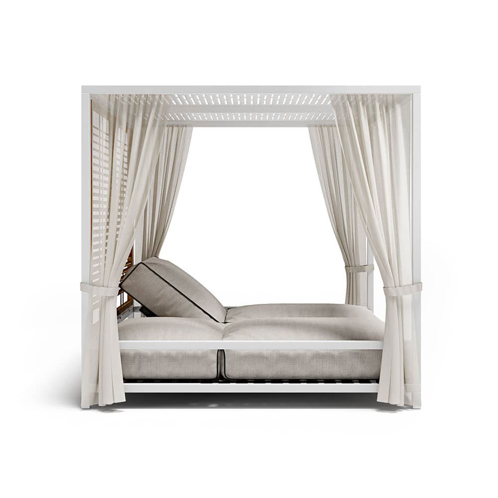 Day bed d'extérieur en aluminium gris ou blanc avec chaise longue réglable. Vente en ligne de meubles de jardin design haut de gamme. livraison gratuite