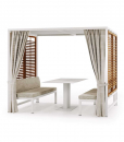 Shop online for a luxurious outdoor dining area with gazebo, complete with two benches and a rectangular table. Aluminium structure. Free home delivery.