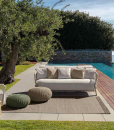 Luxurious outdoor lounge set designed by Ludovica & Roberto Palomba with Accoya natural wood and beige upholstery. Online shopping and free home delivery.