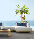 Outdoor lounge in Accoya wood. Design Ludovica & Roberto Palomba. High-quality white fabric coating and quick dry foam. Online shopping and free delivery.