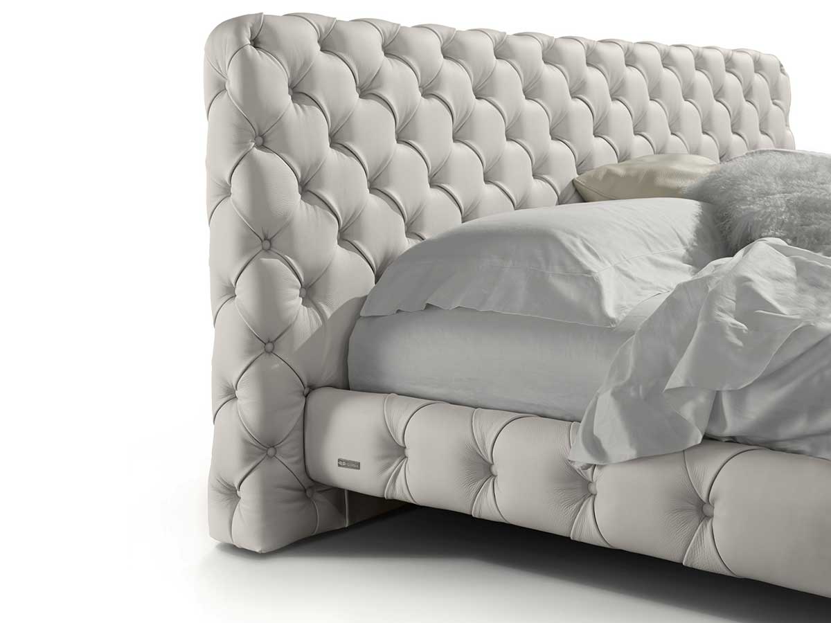 Wonderful and elegant finishing. Handmade capitonné bed covered with top quality leather. Hardwood frame. All sizes. Online shopping. Free home delivery.