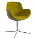 Shell seat covered with luxurious velvet and leather. Metal 4-rays base and several colours available. Perfect armchair at home as well as in contract spaces.