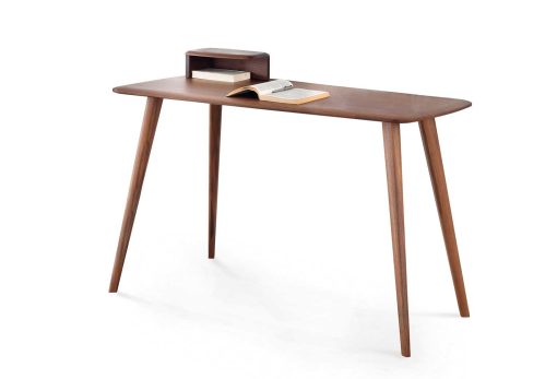 Useful as a writing desk as well as a console, Atlante is made in Italy with Canaletto walnut wood. Asymmetrical top, perfect for small spaces. Free shipping.