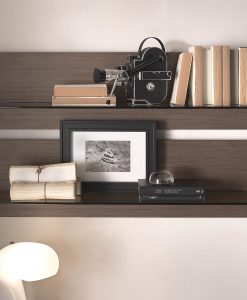 BEN natural American walnut shelf with bronzed clear glass shelf