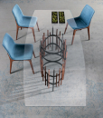 Tavolo rettangolare design Norberto Delfinetti. Piano in vetro temperato. Base in metallo. Vendita online di lussuosi tavoli artigianali made in Italy.