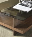 Coffee table in canaletto walnut and bronzed glass.