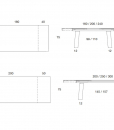 Tavolo allungabile Ceram - schema delle misure disponibili