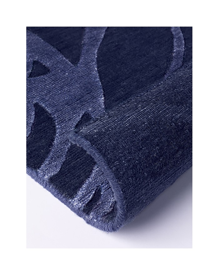 Tappeto moderno in lana e seta, rettangolare, colore blu scuro. Vendita online dei migliori tappeti contemporanei e design con consegna gratuita.