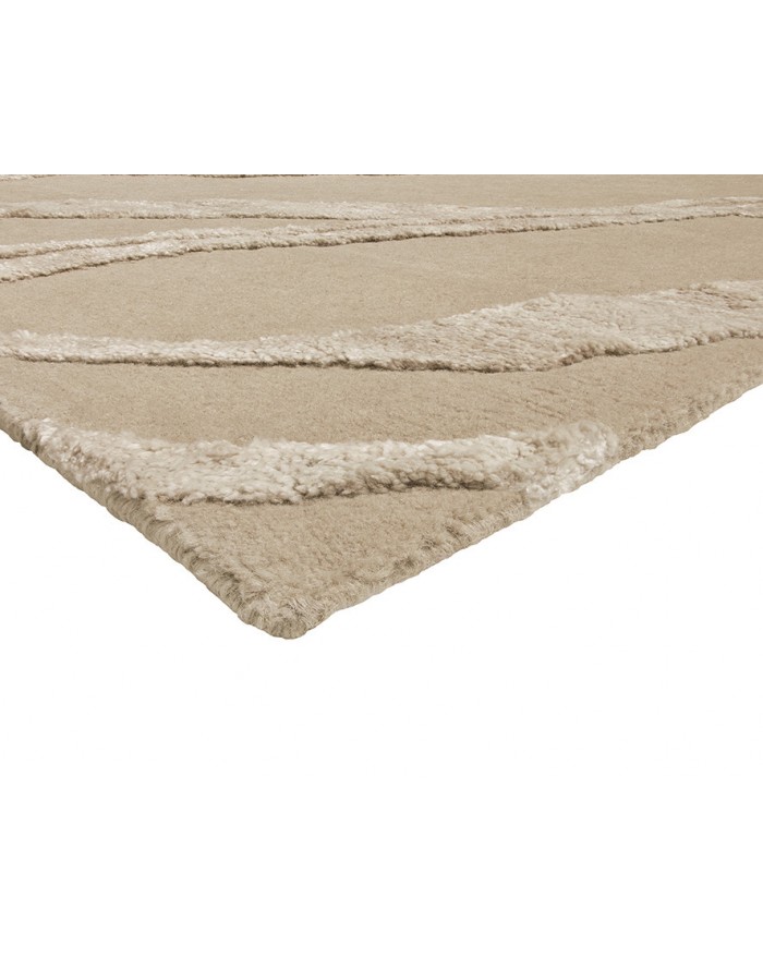 Tappeto beige moderno in lana, cotone e seta. Vendita online di tappeti di lusso design e contemporanei con consegna gratuita. Tappeti originali geometrici.