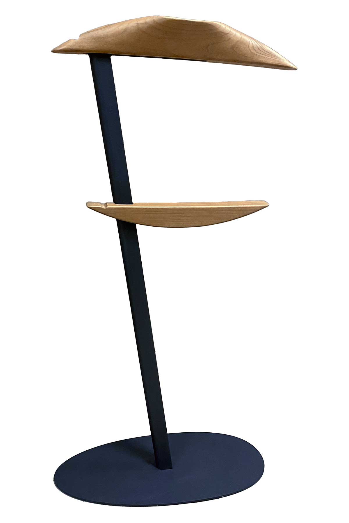 Metal and solid wood valet stand made in Italy in a modern version for the most demanding people's bedroom. Design Roberto Buscato. Home delivery.