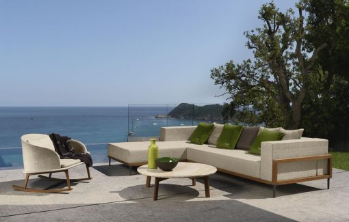 poltrona a dondolo da esterno giardino made in italy design prezzi arredamento da esterno lusso marco Acerbis teak sunbrella