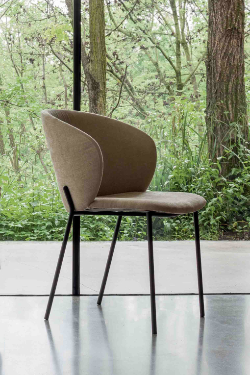 Clo Armchair – metal frame in embossed bronze finish – upholstery in Yucatan linen fabric finish