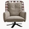 Hand-woven shell and comfortable cushions. Cocoon swivel armchair has feather cushions and frame ropes leather covered. Online shopping, free home delivery.