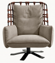 Fauteuil tournant en cuir made in italy. Design original italien, cuir premier choix et cordes croisées pour un fauteuil original. Livraison gratuite.