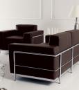 Divano 2 posti ispirato alle linee dei grandi classici del design e Le Corbusier. Rivestimento in pelle, produzione artigianale italiana di alta qualità.