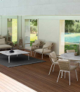 Table ronde de jardin en marbre et aluminium. Vente en ligne de meubles de jardin haut de gamme, design et originaux avec livraison gratuite.