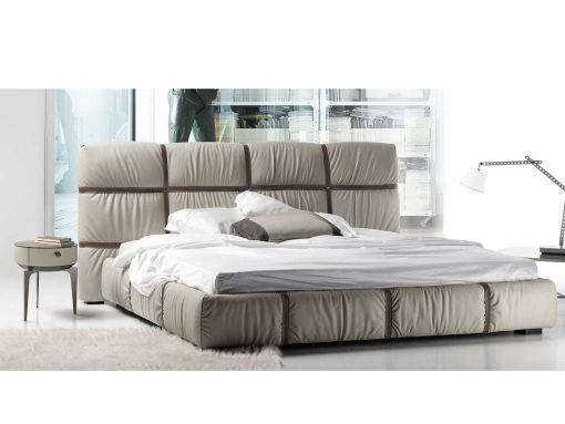 Welcoming and warm shapes and volumes. Crossover leather bed with bends will furnish the bedroom of your luxurious home. Online shopping. Free home delivery