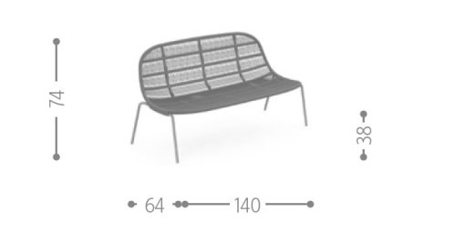 Alluminio e corde intrecciate. Design di Ludovica e Roberto Palomba. Un divanetto love seat lussuoso. Vendita online e consegna a domicilio.