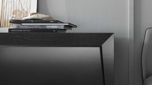 3 doors sideboard designed by Andrea Lucatello and made in Italy. Black ceramic top, anthracite grey frame. Glass shelves, no handles. Free home delivery.