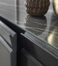 3 doors sideboard designed by Andrea Lucatello and made in Italy. Black ceramic top, anthracite grey frame. Glass shelves, no handles. Free home delivery.