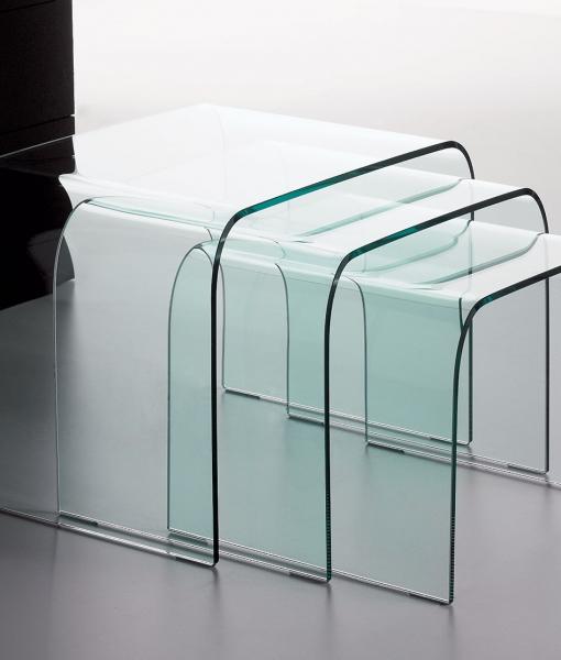 Driade 3 Curved Gl Coffee Table Set Online Italy Dream Driade 3 Curved Gl Coffee Table Set