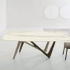 Table rectangulaire en céramique finition Calacatta Gold. Base bicolore en polyuréthane. Meubles haut de gamme made in Italy. Vente en ligne avec livraison.