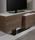 FABIUS Walnut and white glass TV cabinet