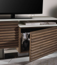 FABIUS Walnut and white glass TV cabinet