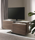 FABIUS Walnut and white glass TV cabinet