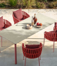 The Fabric red outdoor chair has an original padded rope weaving and is available in free home delivery. Shop online for the best high-quality furniture.
