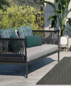 Shop online for exclusive patio furniture. Flare 2 seat garden sofa has a solid grey aluminium frame. Free shipment on luxurious outdoor lounge sets.