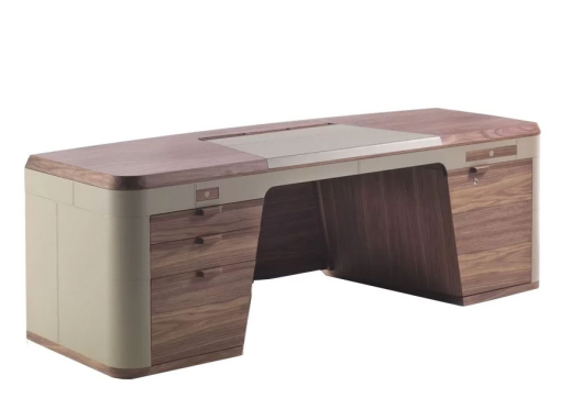 Wooden structure. Canaletto walnut and leather finish. Customizable color. Luxurious and refined executive desk. Free home delivery.