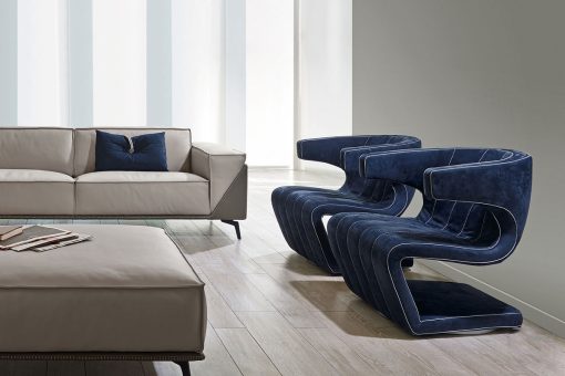 Giuseppe Viganò designed Dean nabuk swivel armchair as an artwork. Luxurious leather, contrasting stitchings for the best interior decoration. Home delivery.