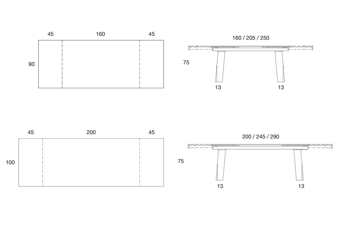 Free extensible rectangular table
