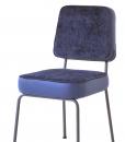 Metal structure. Soft seat and backrest are covered with velvet and soft leather available in several colours. Vintage and classic style padded chair.